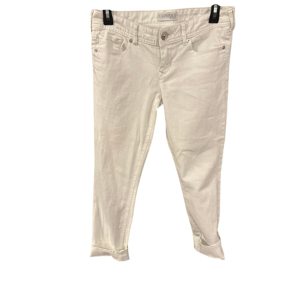 Express Jeans Stella Cropped Skinny White Jeans Women’s Size 2